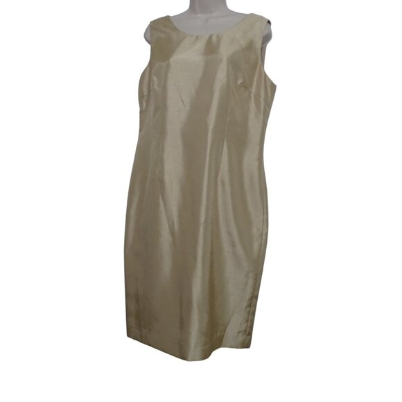 Vintage Le Suit 2 pc Gold Dress and Open Front Jacket Formal Women Size 12 FLAW - Picture 5 of 12